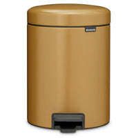 Warm Gold Brabantia newIcon Pedal Bin 5 Litre Plastic Bucket