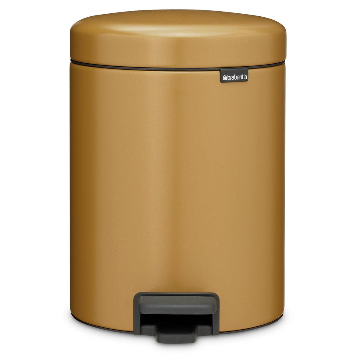 Warm Gold Brabantia newIcon Pedal Bin 5 Litre Plastic Bucket