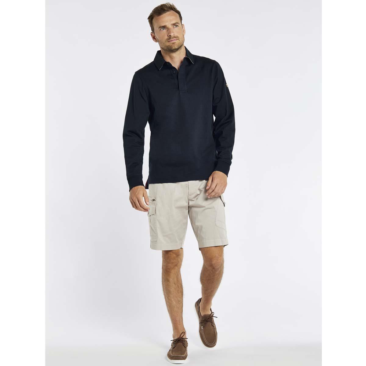 Navy Dubarry Mens Furlong Rugby Top On Model Full Length