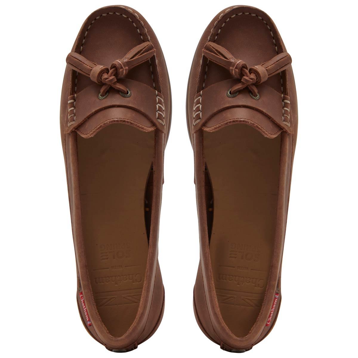 Dark Tan Chatham Womens Pulau Tassel Loafers Top View