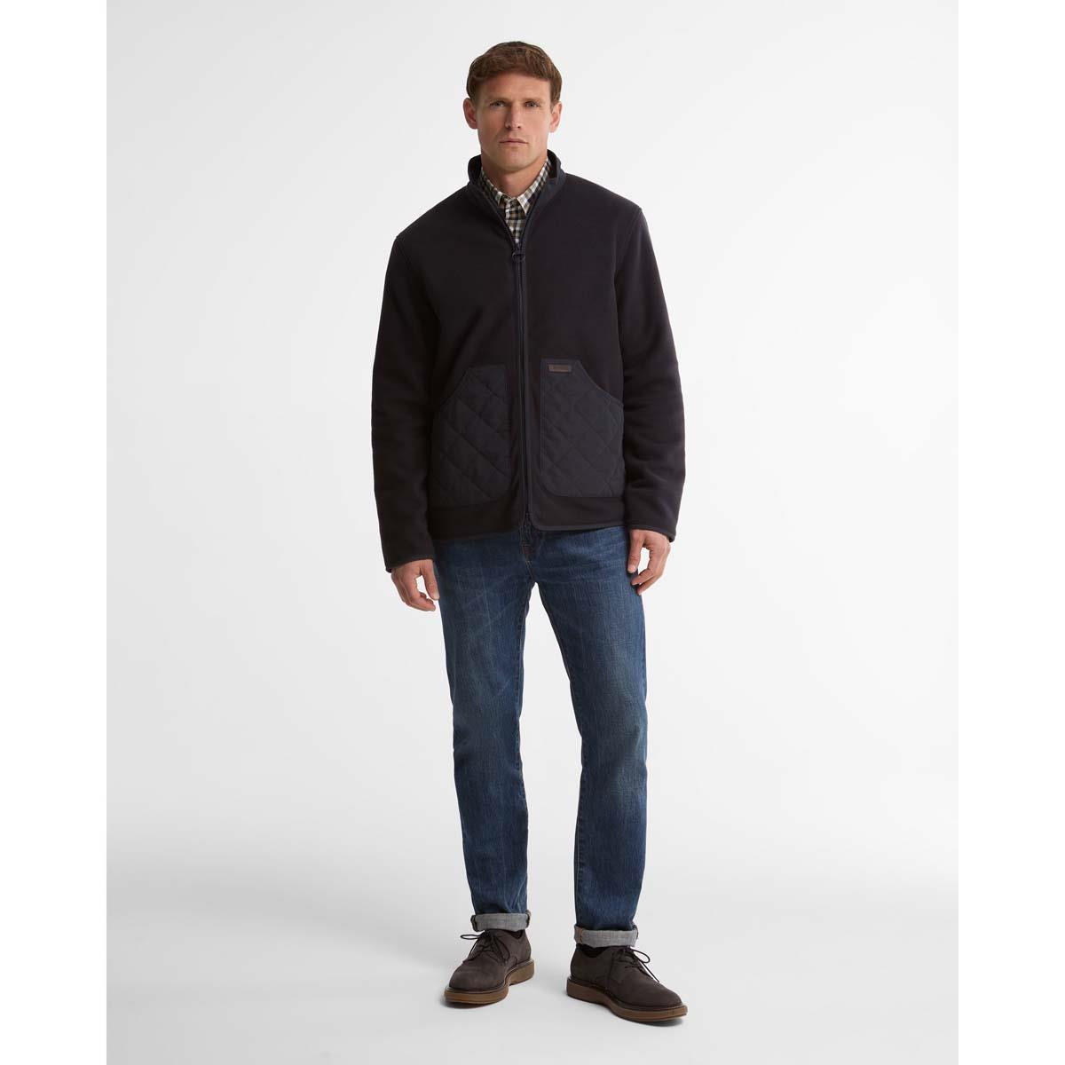NAVY Barbour Mens Lowich Fleece Jacket ON MODEL