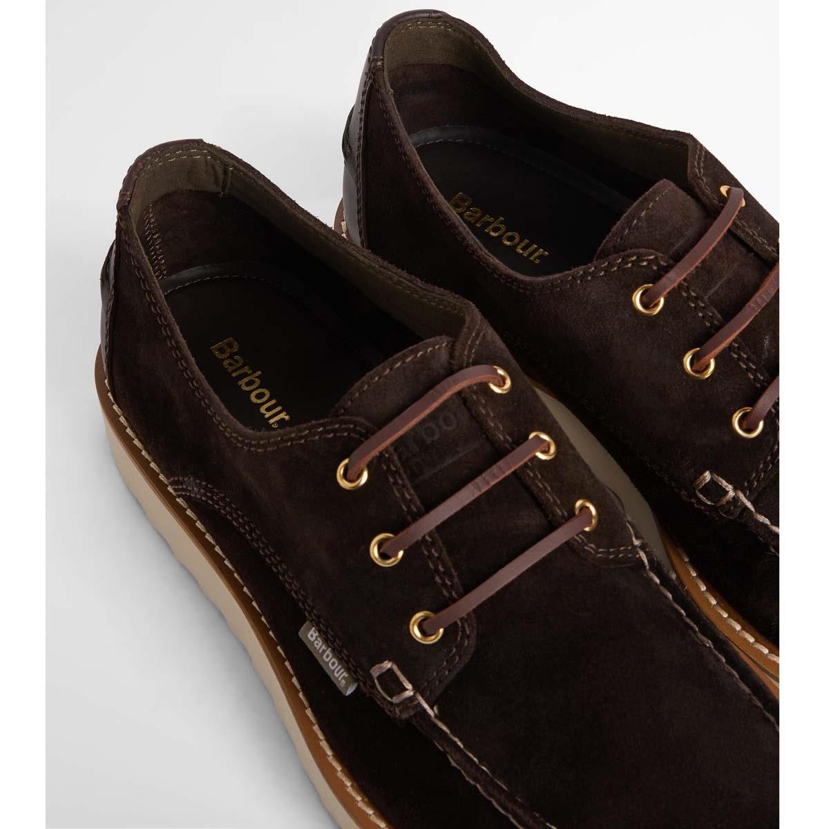 Dark Brown Suede Barbour Mens Aydon Derby Shoe TOP