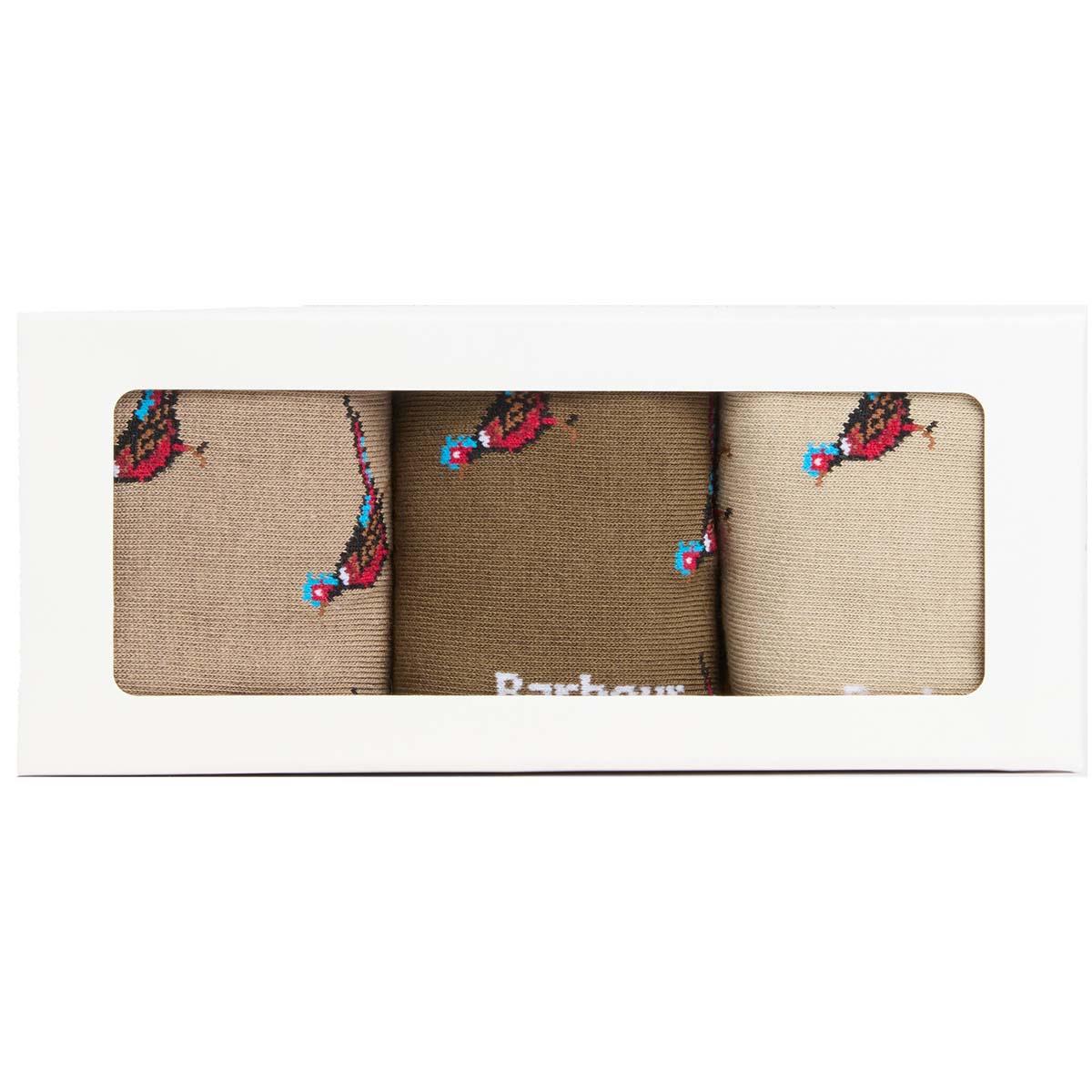 Trench/Beech Mix Barbour Mens Pheasant Sock Gift Box box