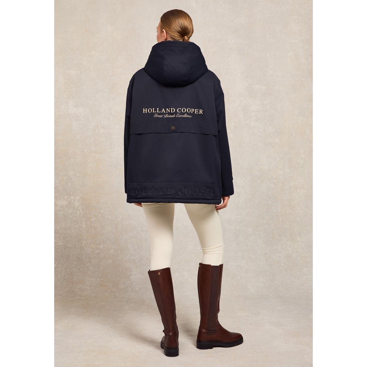 Ink Navy Holland Cooper Womens One Size Waterproof Jacket On Model Back