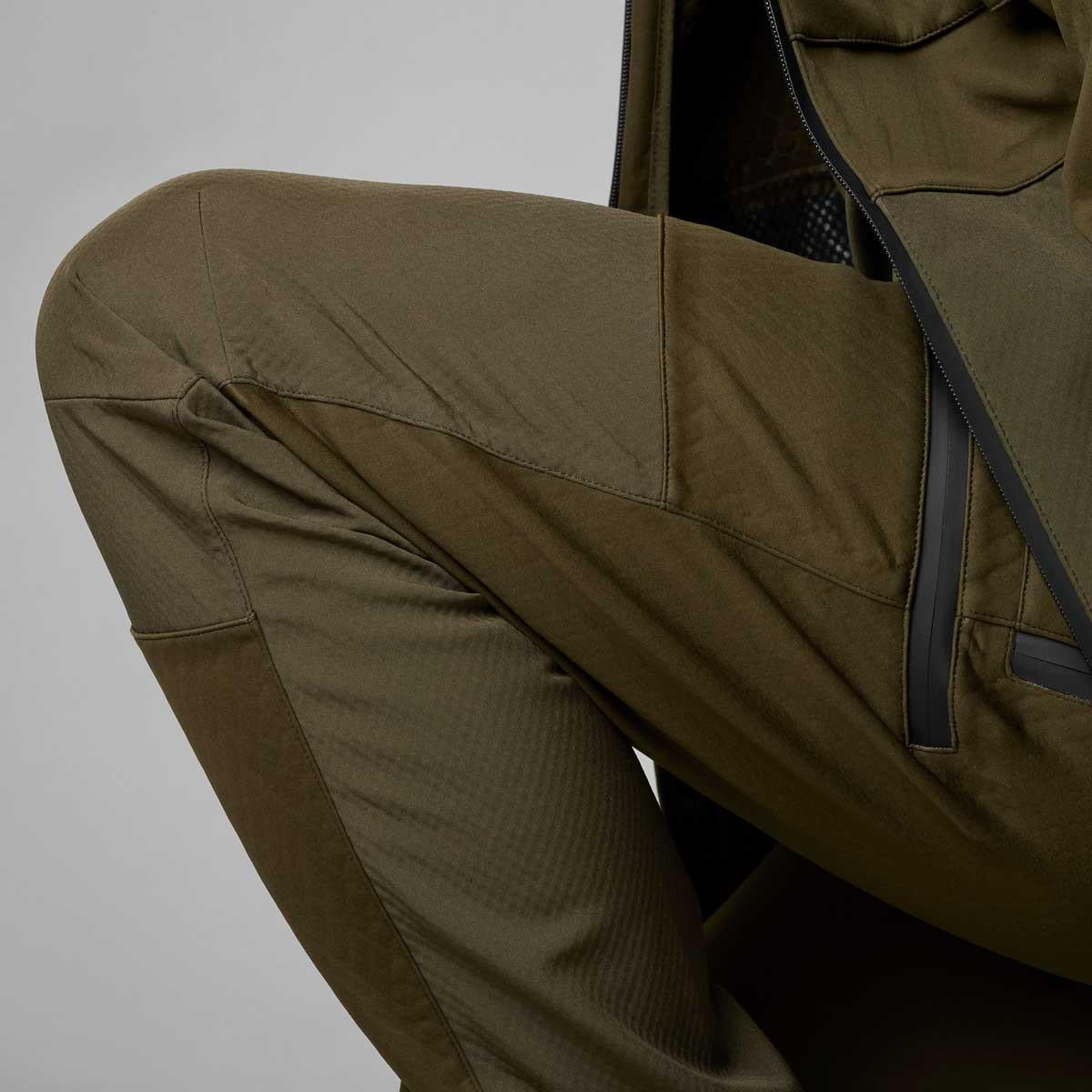 Pine green Seeland Mens Hawker Shell II Waterproof Trousers Knee Detail