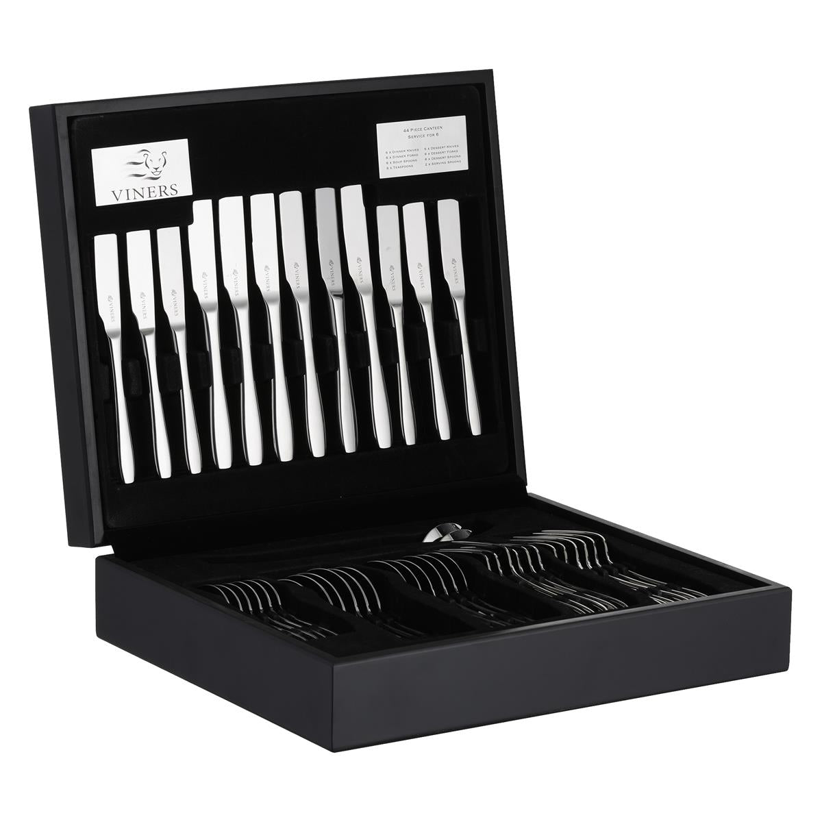 Viners Eden 44 Piece Wooden Canteen Set Open