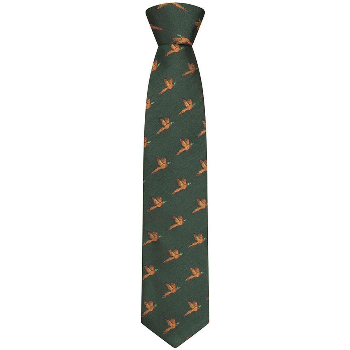 Hoggs Of Fife 100% Silk Woven Tie Pheasants Boxed