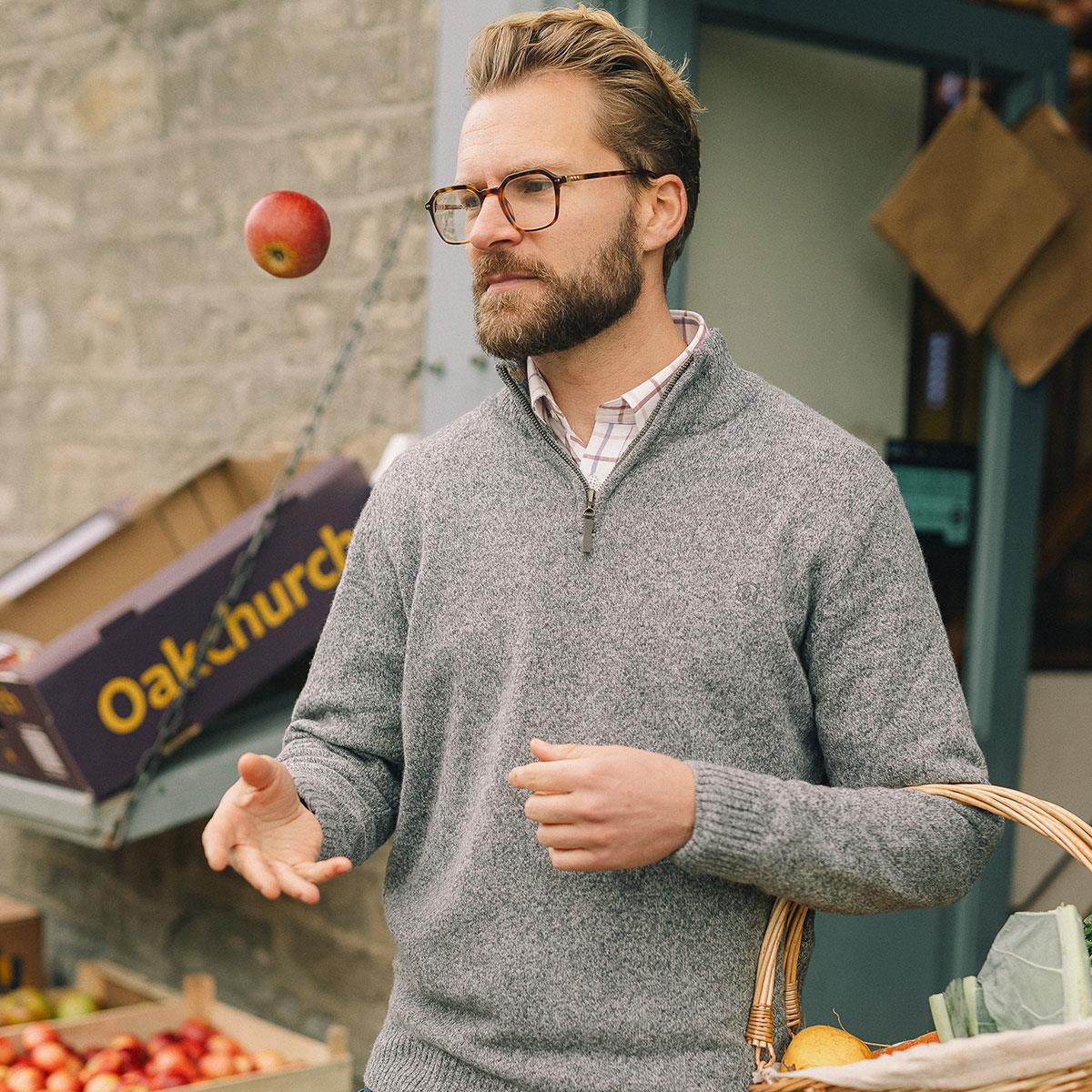 Albert and Maurice Mens Netherton Lambswool Quarter Zip Jumper