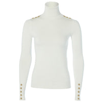Cream Holland Cooper Womens Buttoned Knit Roll Neck
