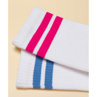 Pink/Blue Joules Womens Volley Tall Tennis Socks Pack of 2 Detail
