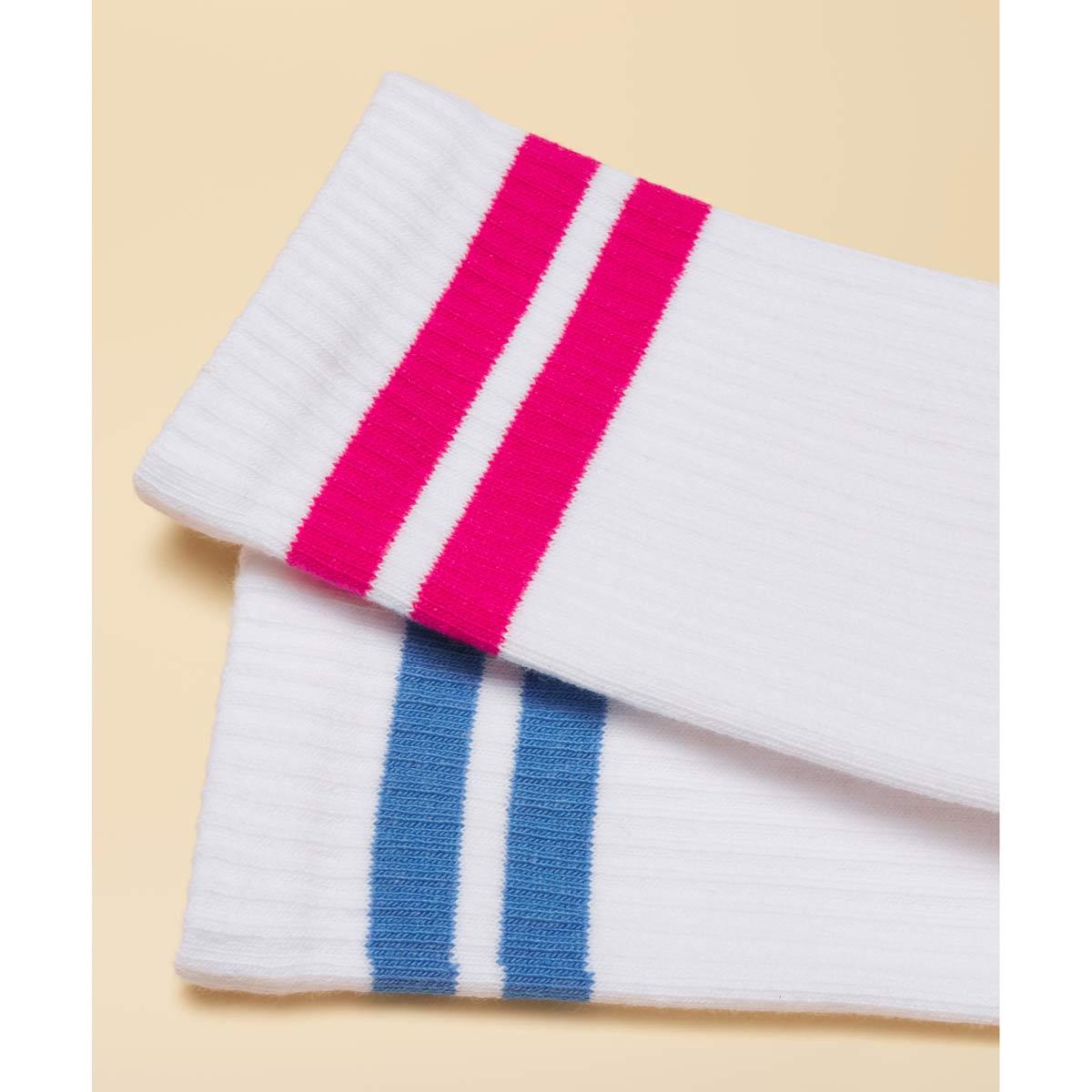 Pink/Blue Joules Womens Volley Tall Tennis Socks Pack of 2 Detail