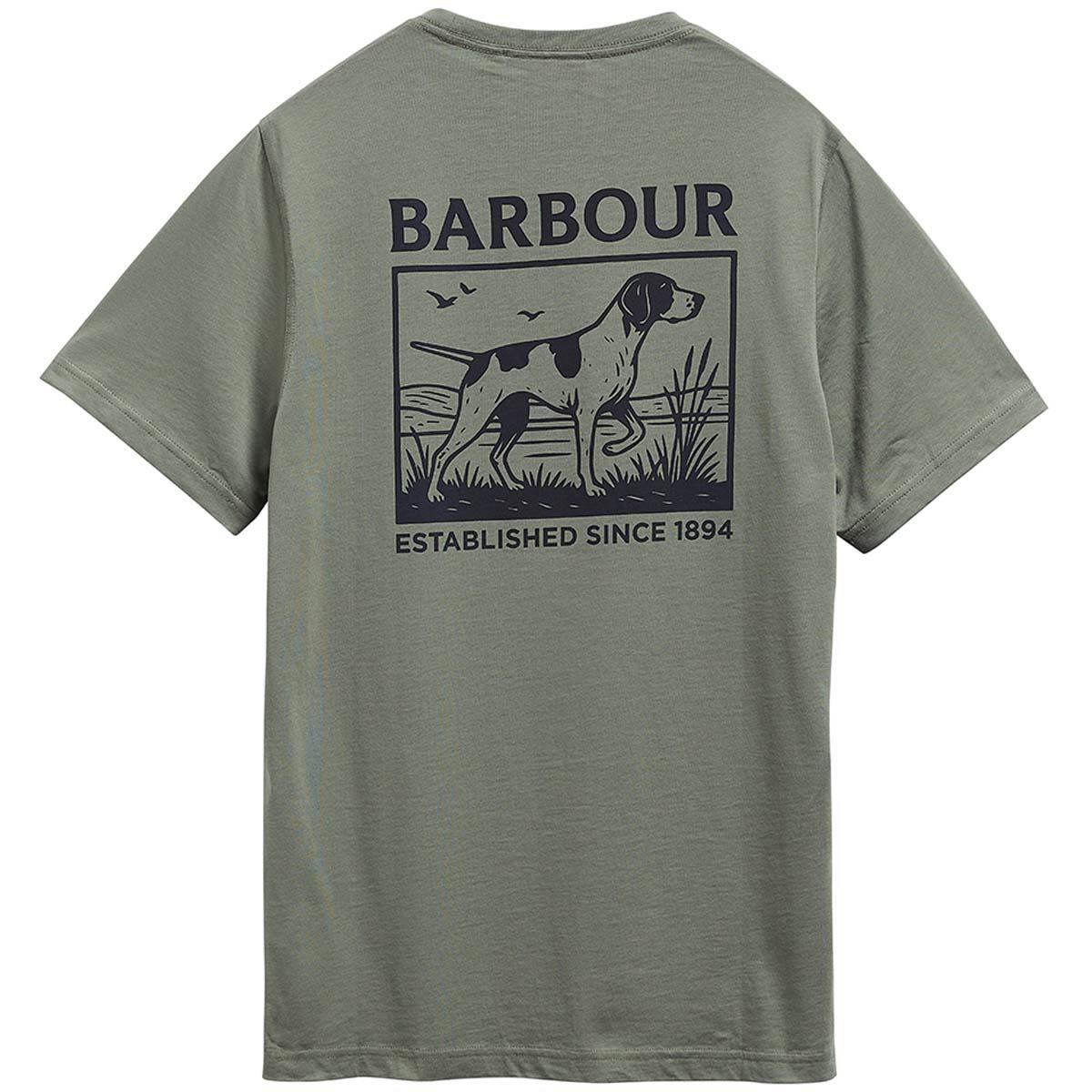 Agave Green Barbour Mens Setter Graphic Tailored T-Shirt BACK