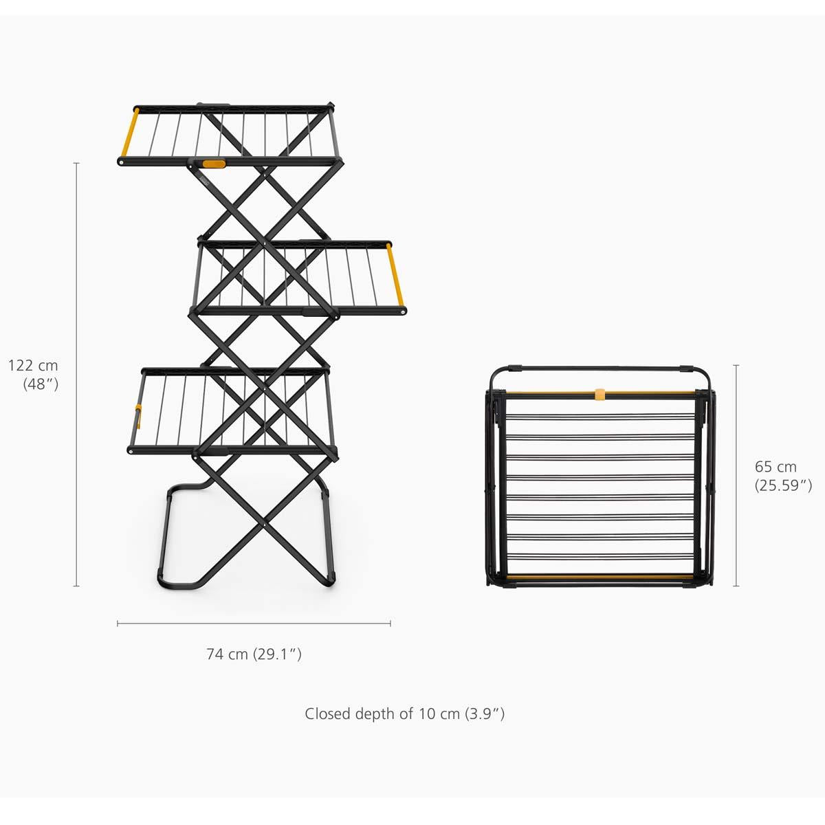Black Joseph Joseph AirFrame 16m 3-Tier Clothes Airer Dimensions