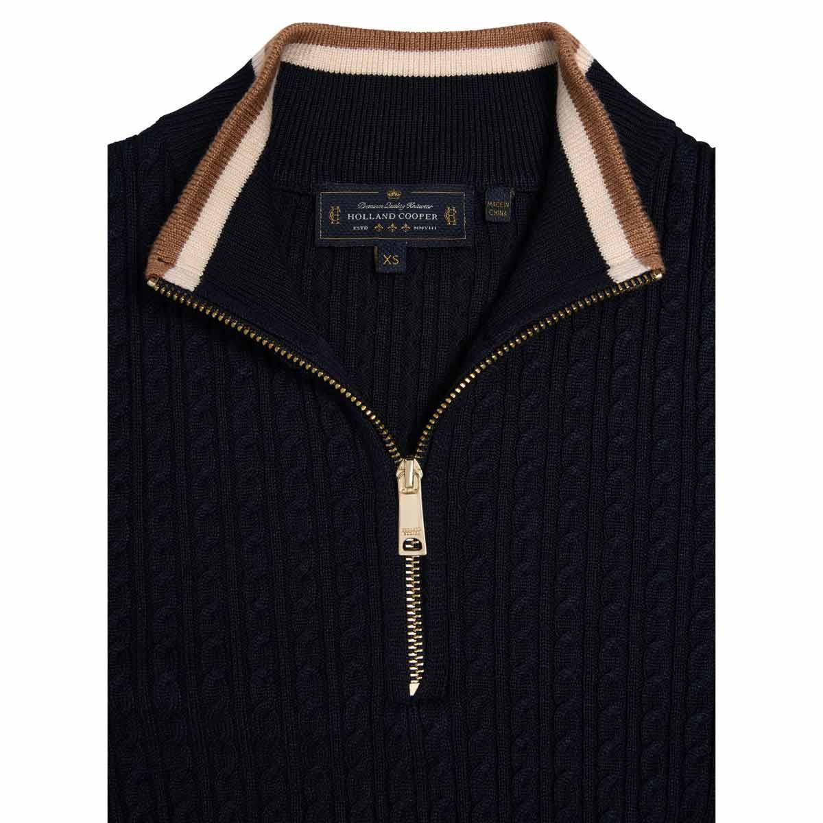Ink Navy Holland Cooper Womens Zoe Quarter Zip Knit Jumper Detail