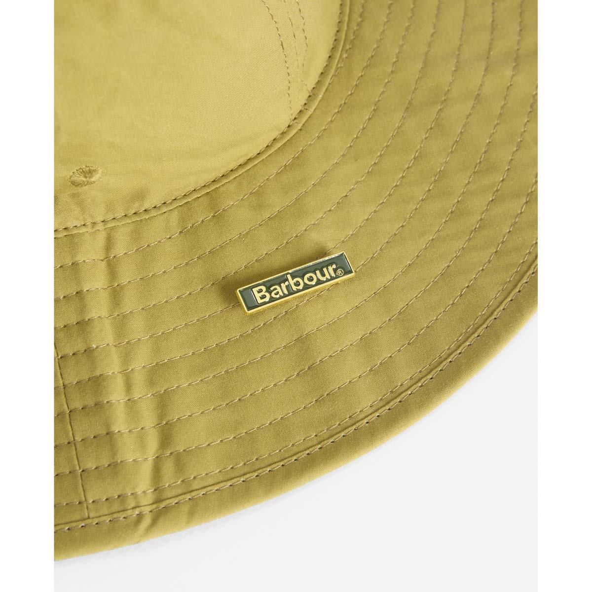 Golden Green Barbour Mens Transport 5 Panel Bucket Hat logo