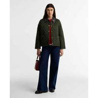 OLIVE Barbour Womens Icons Tartan Collar Cropped ON MODEL