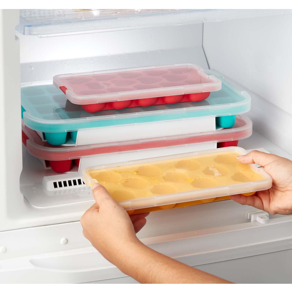 Lekue Heart Ice Cube Tray with Lid In the Freezer