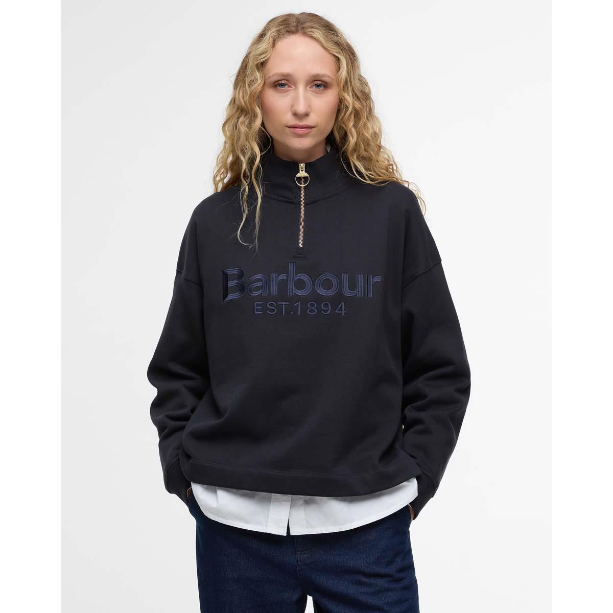 Dark Navy Barbour Womens Sara Half Zip Sweatshirt FRont