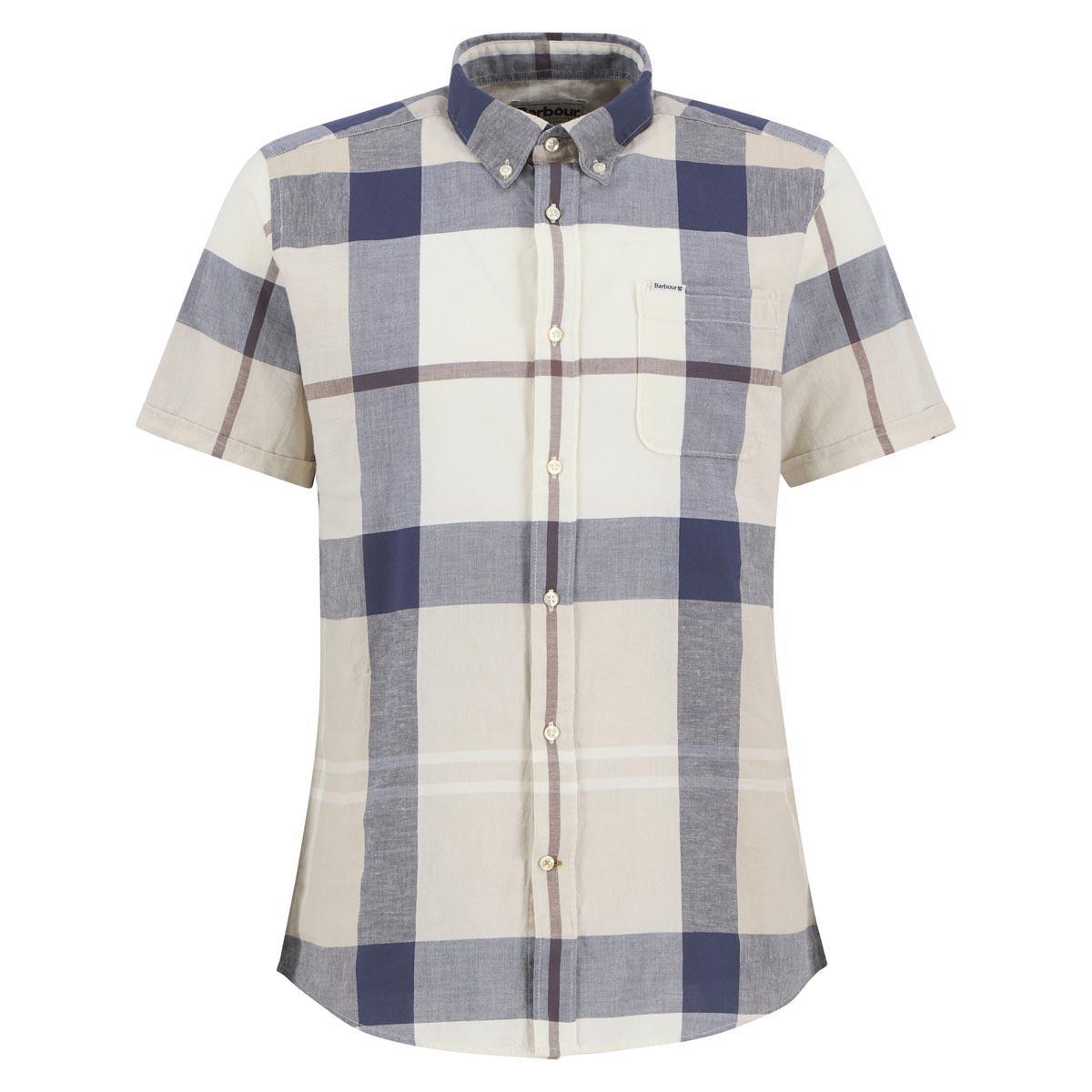 Oban Mist Tartan Barbour Mens Douglas Short Sleeve Tailored Shirt