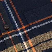 Navy Hoggs Of Fife Mens Coll Cotton Twill Check Shirt Detail