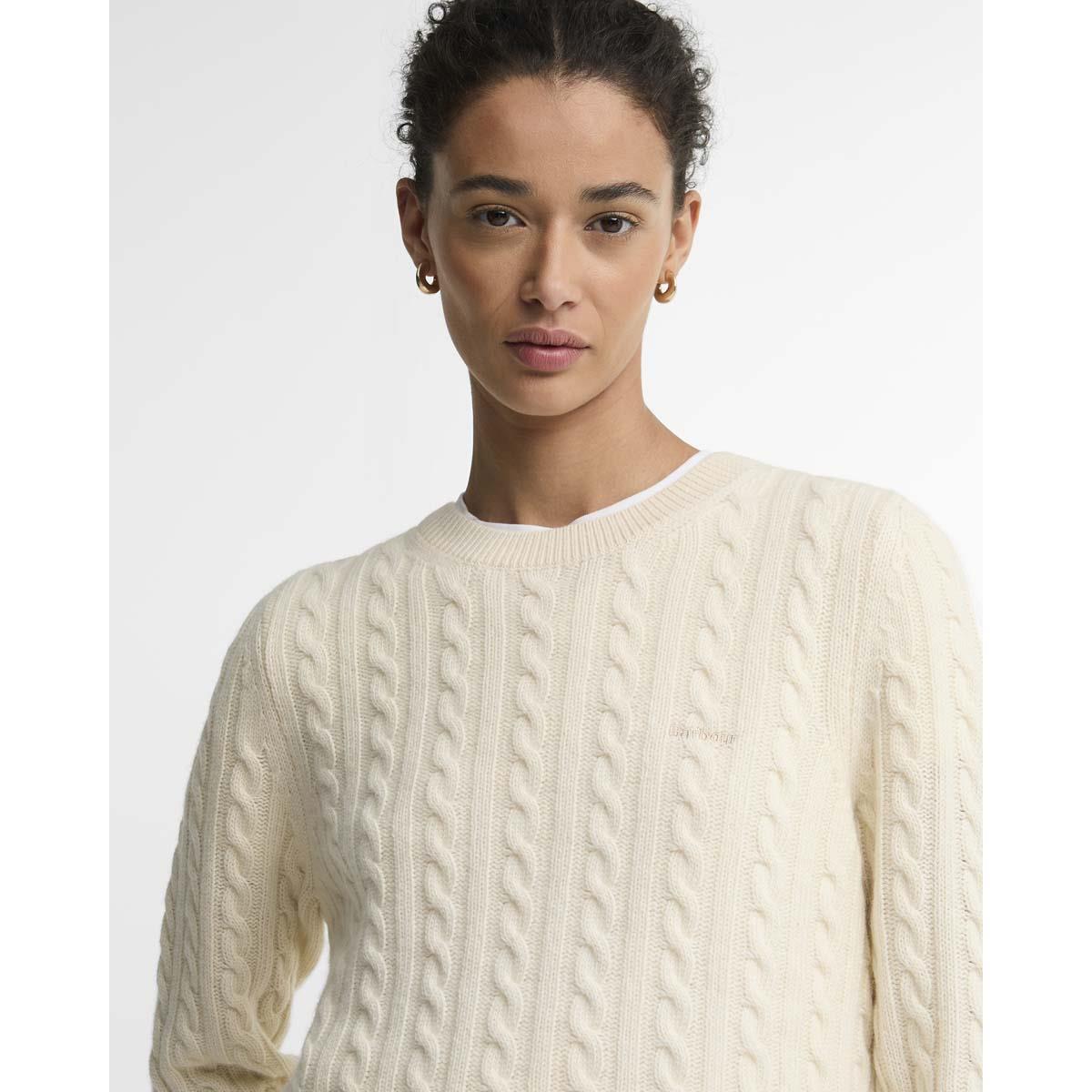 Ecru Barbour Womens Ashdown Cable Knitted Jumper Front