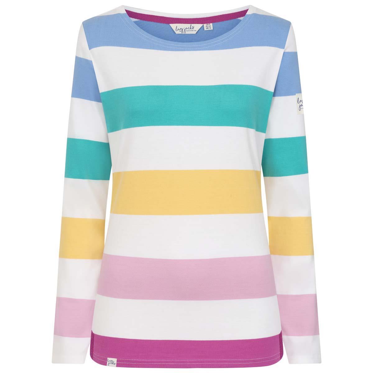 Lazy Jacks Womens LJ97M Multi Striped Breton Top