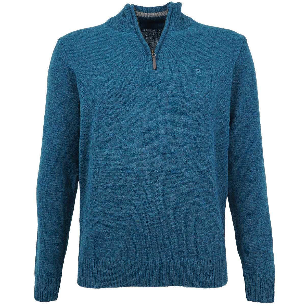 Albert and Maurice Netherton Zip Neck Lambswool Jumper Teal