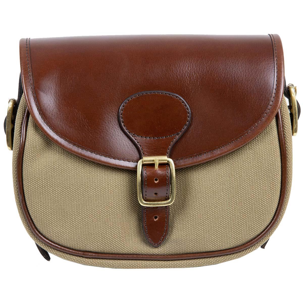 Teales Huntsman Brandy Leather & Khaki Canvas Cartridge Bag
