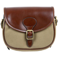 Teales Huntsman Brandy Leather & Khaki Canvas Cartridge Bag
