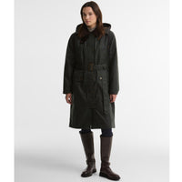 Sage/Classic Barbour Womens Antoinette Wax Jacket On Model