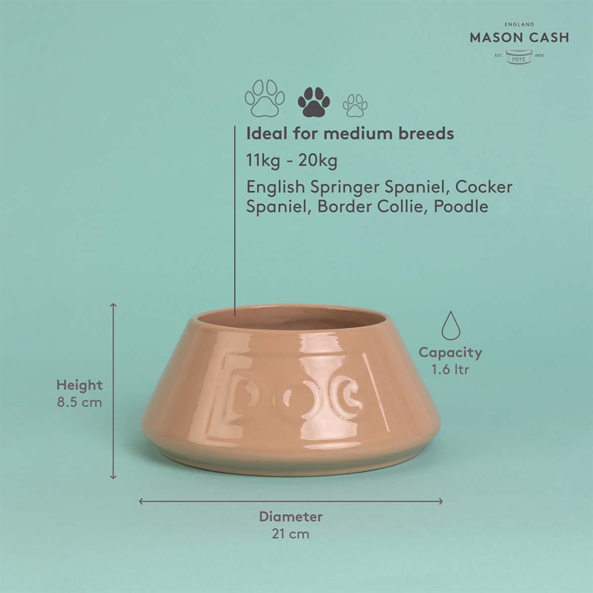 Mason Cash Cane Non Tip Lettered Dog Bowl 21cm INFO