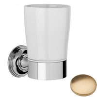 Brushed Gold Unlacquered Samuel Heath Style Moderne Tumbler Holder White Ceramic N6635W