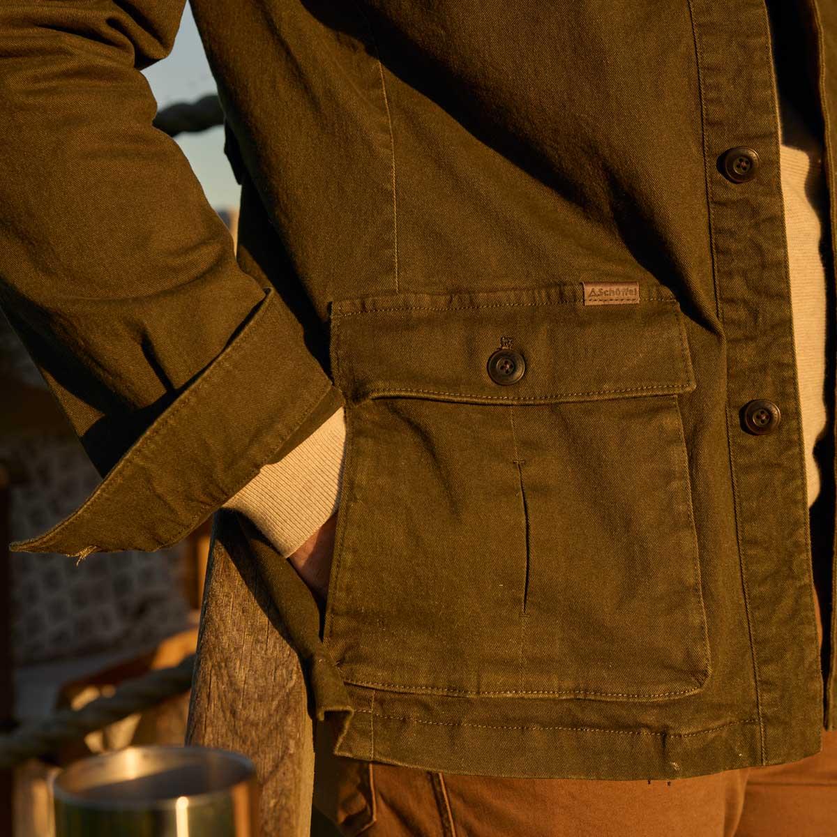 Woodland Schoffel Mens Lynmouth Utility Jacket Pocket Detail