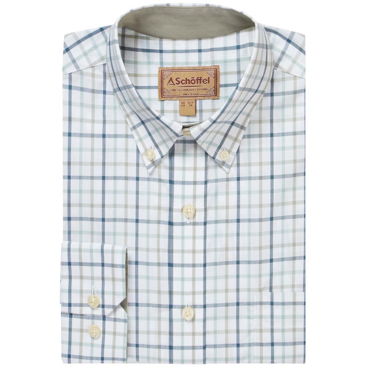 Deep Ocean Blue/Agave Green Schoffel Mens Holkham Shirt