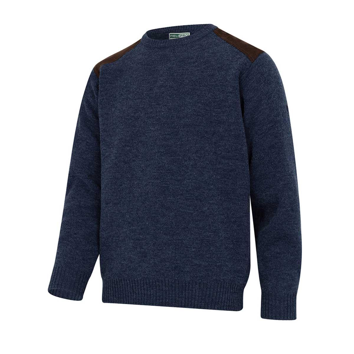 Storm Blue Marl Hoggs Of Fife Mens Melrose II Crew Pullover