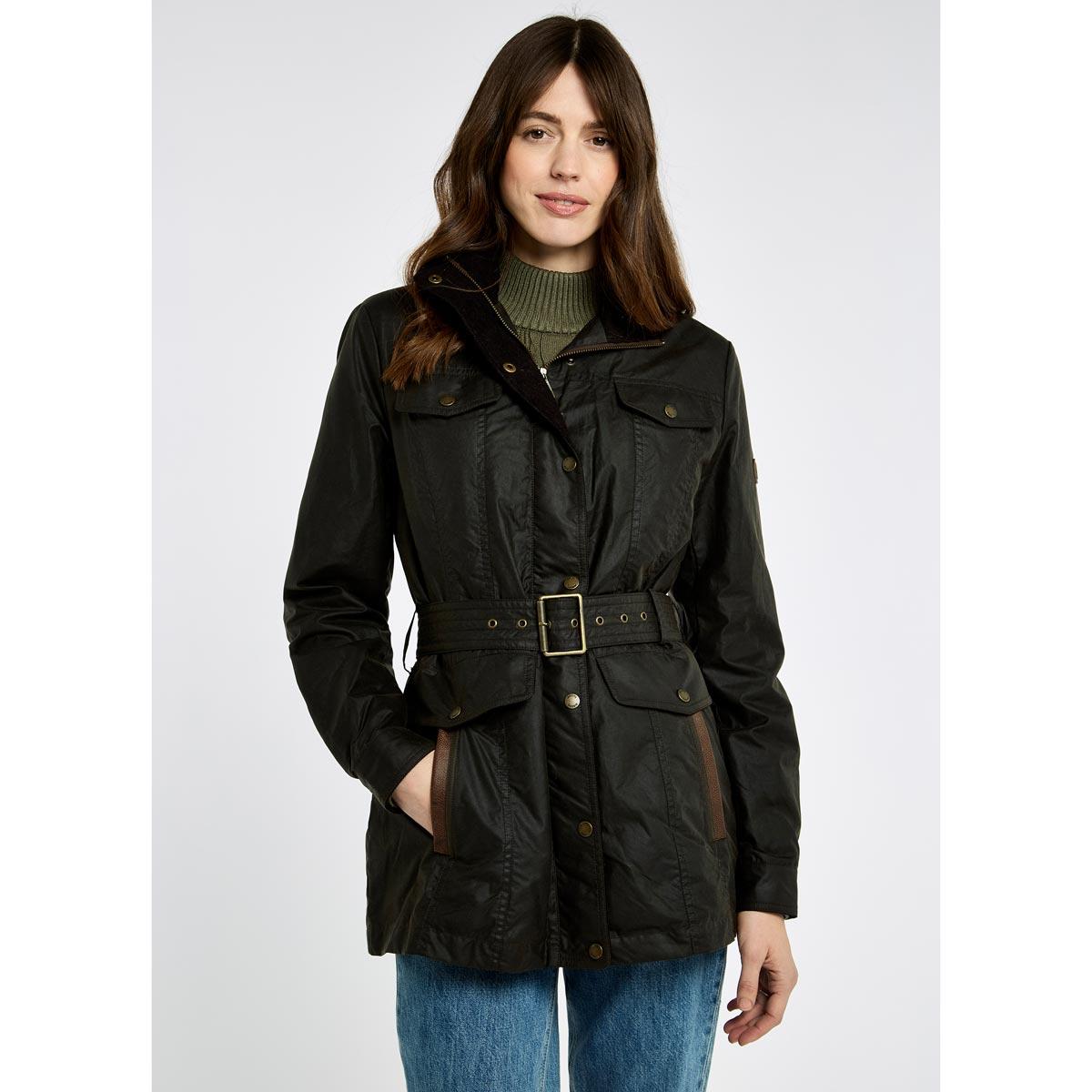 Verdigris Dubarry Womens Gandon Wax Jacket On Model