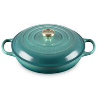 `- Le Creuset 22cm Cast Iron Shallow Casserole Dish Bleu Riviera