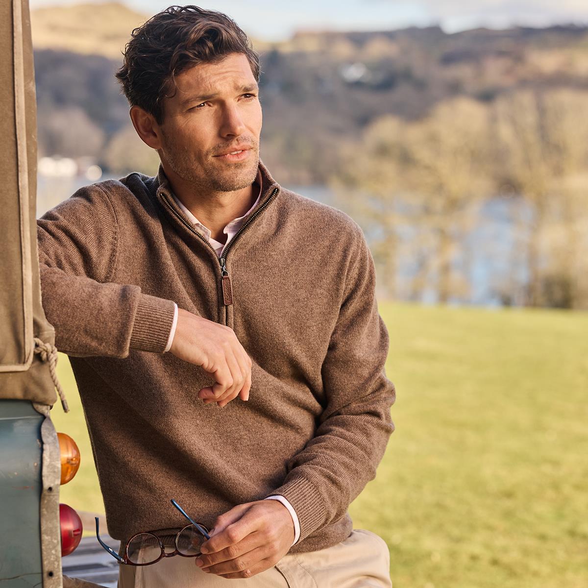 Schoffel Mens Lewis Lambswool 1/4 Zip Jumper