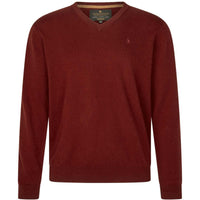 Merlot Seeland Mens Pine V-Neck Merino Pullover