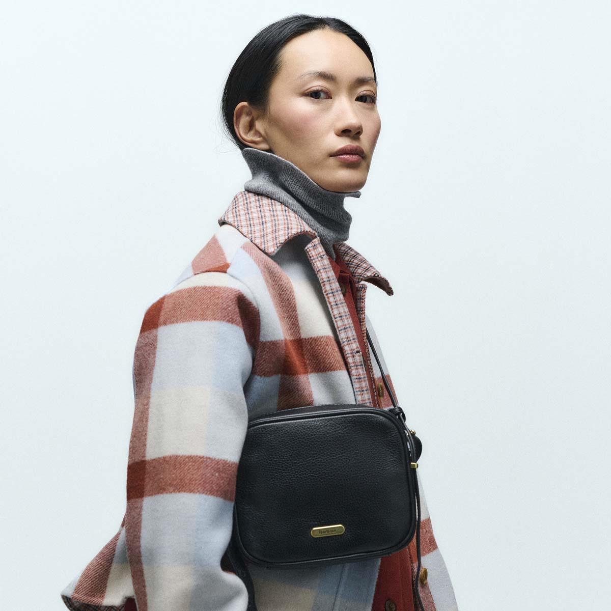 Black Barbour Womens Daphne Leather Crossbody Bag Lifestyle