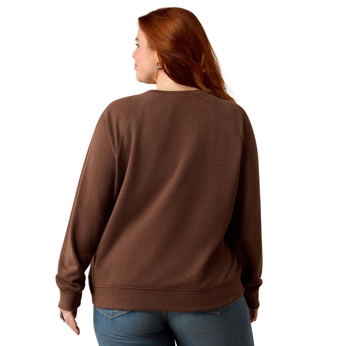 Chicory Coffee Heather Ariat Womens Essential Crew Sweatshirt Back