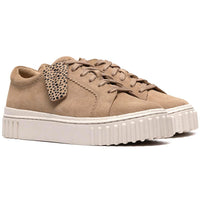 Beige Suede Clarks Womens Mayhill Walk Trainers Pair