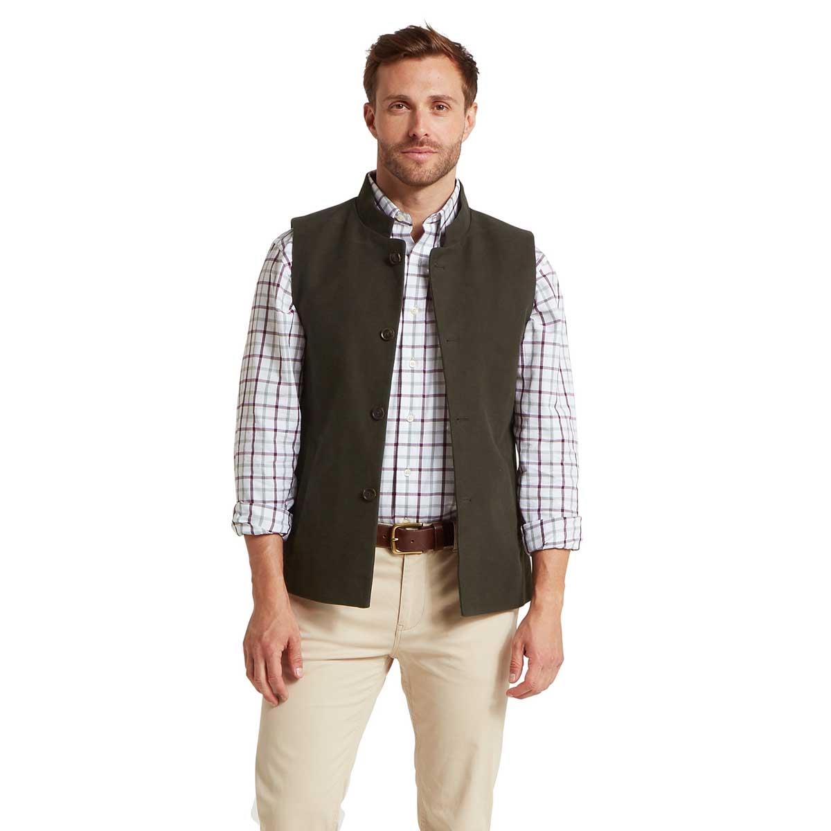 Forest Schoffel Mens Barnsdale Nehru Waistcoat On Model Open