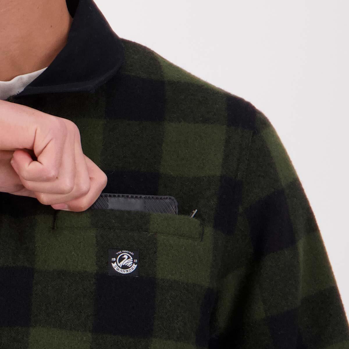 Olive/Black Check Swanndri Mens Liverpool Jacket Chest Pocket