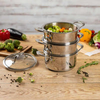 Kuhn Rikon Allround 3-Tier Steamer Set Lifestyle Stacked
