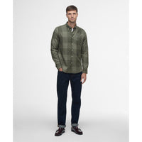 Olive Barbour Mens Heaney Checked Tailored Shirt On Model