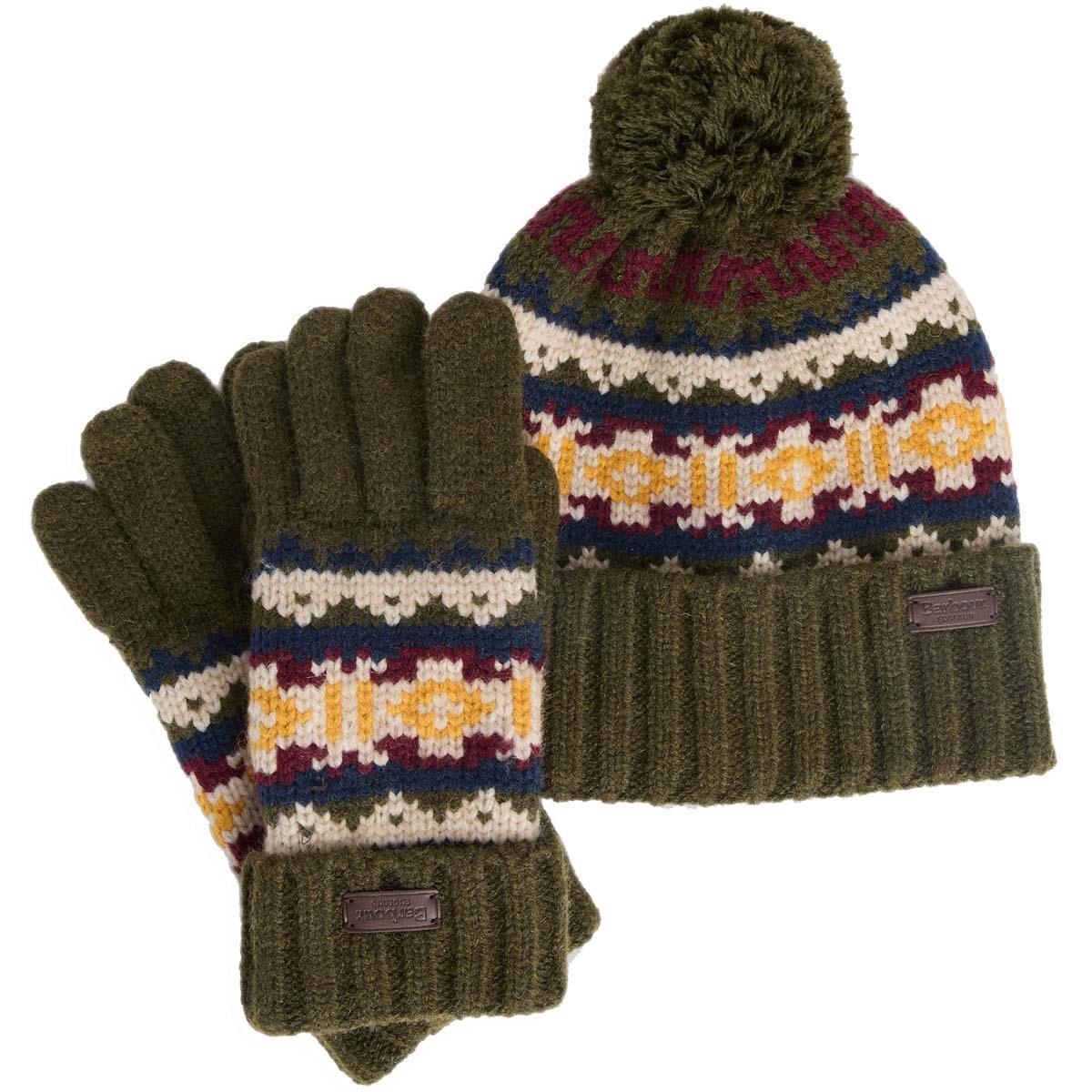 Barbour Mens Kane Knitted Beanie & Gloves Gift Set