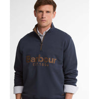Navy Barbour Mens Fosse Half Zip Sweatshirt FRONT