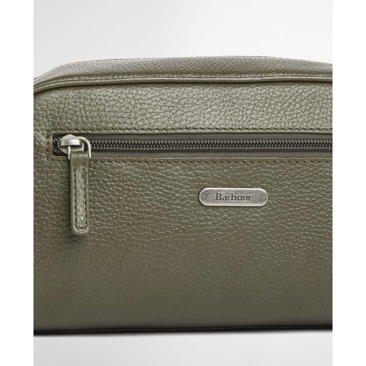 Barbour Mens Brunton Leather Washbag
