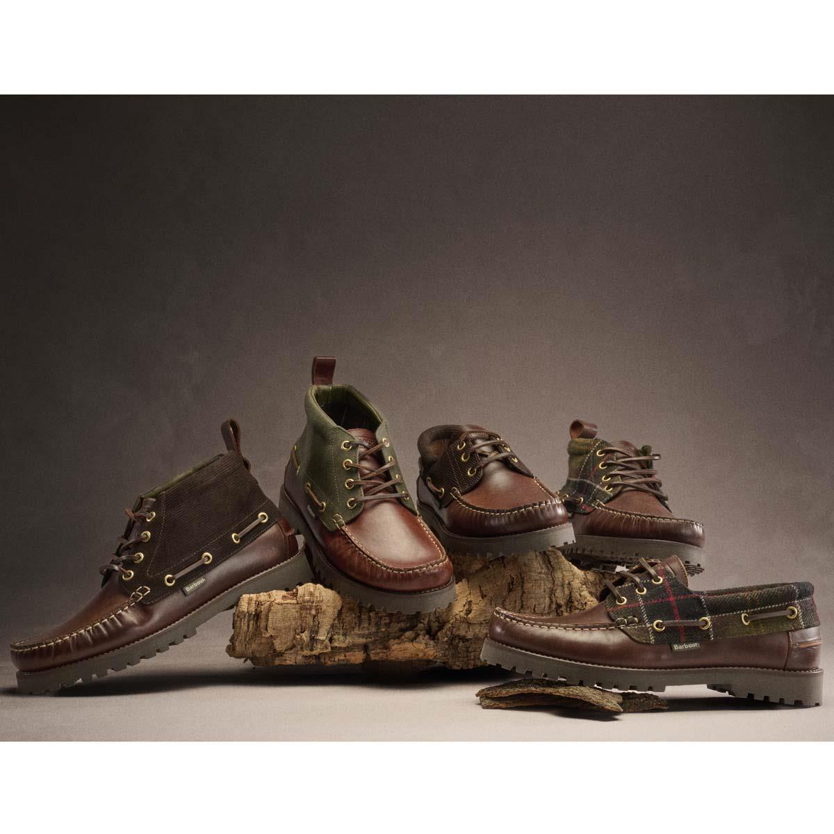 DARK BROWN/CORD Barbour Mens Deck Boat Shoe